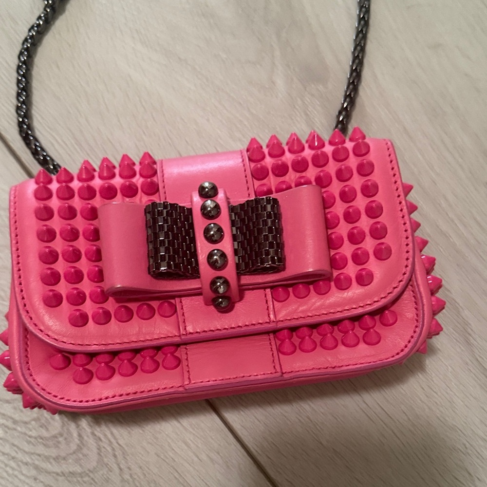 Christian Louboutin Pink Studded Crossbody Bag authentic!!